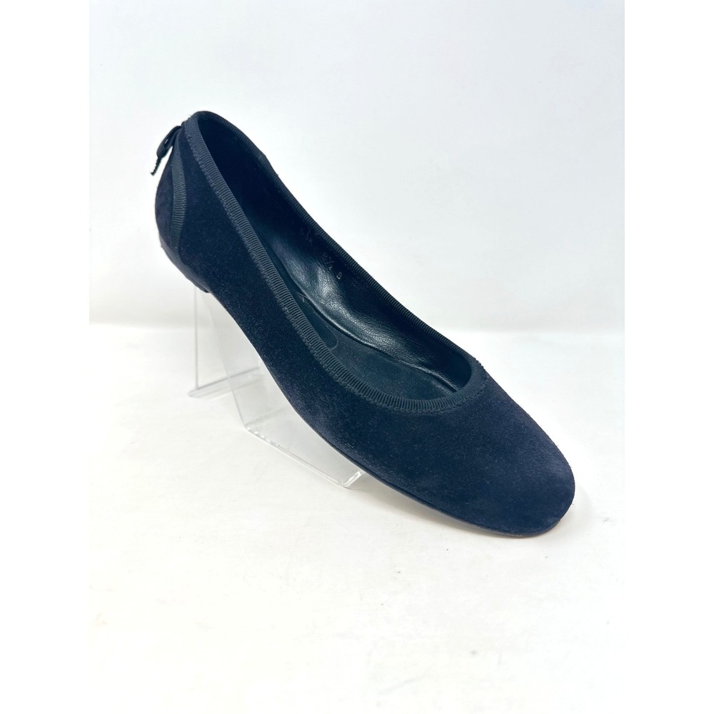 Amputee LEFT ONLY Salvatore Ferragamo Suede Bow Accents Ballet Flat Black 8.5B